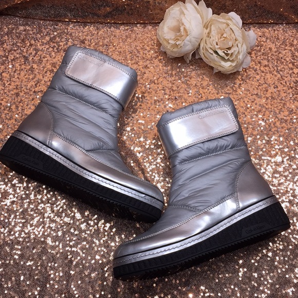 calvin klein black leonie nylon wedge boots